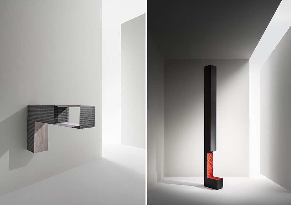Alpi y la expo galería Luisa Delle Piane la exposición  “Fusi ma nos confusi” con la colección experimental de la Tavola degli Elementi diseñada por Piero Lissoni  para La Milano Design city 2020