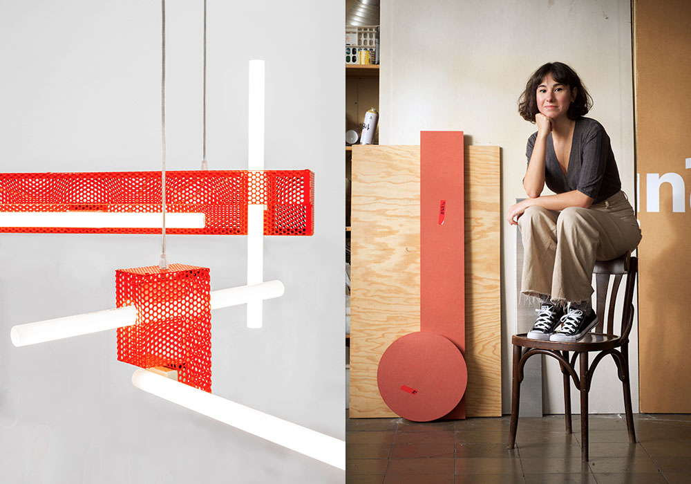Colección Entreplanta, lámparas y mesa, que explora la geometría y el espacio. Marta Ayala. Maison&Objet. 2023